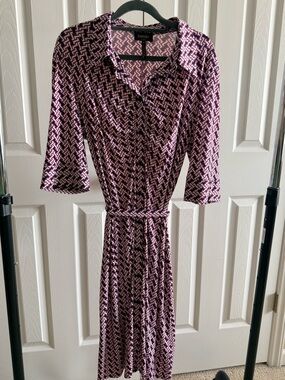 Laundry By Shelli Segal Pink & White Geometric Print Dress